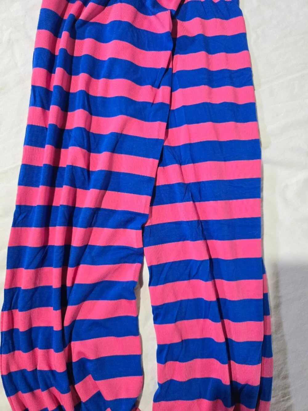 Ruffle Girl Infinity Scarf – Blue and Pink Striped – Lightweight Accessory